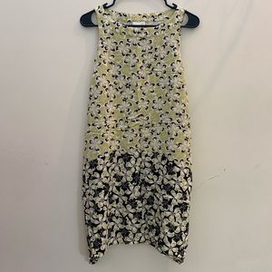 JJill Medium Petite Lime & Navy Floral Tank Dress